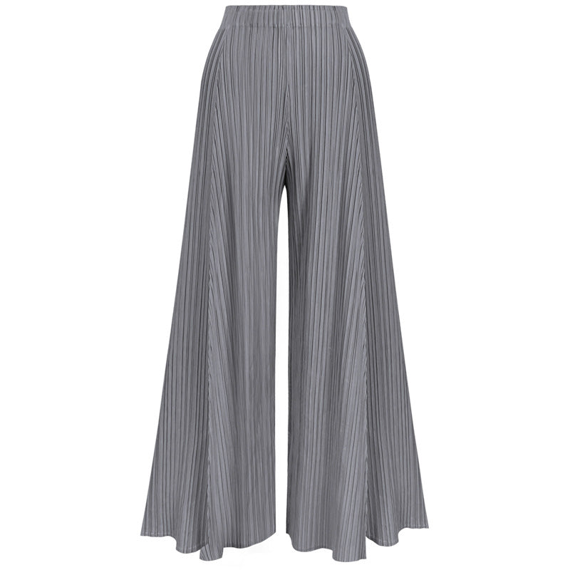 Solid Color Basic Two-Piece Mid-Length Top for Women Long Wide-Leg Pants Suit Women