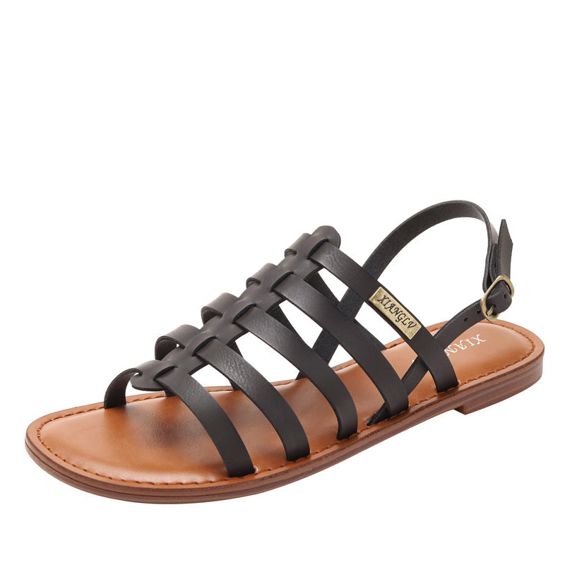 Simple Fashion Flat Beach Shoes Cross Casual Roman Bohemian Sandals