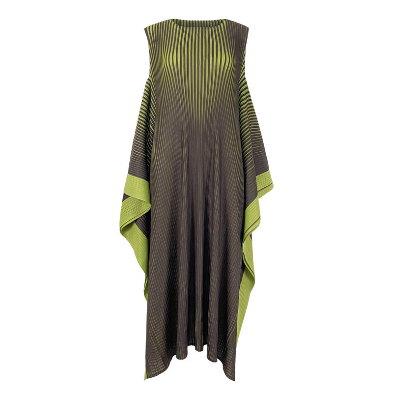 Transfer Printing Dress Women's Elegant Light Mature Dress Loose Slimming Large Hem round Neck Skirt