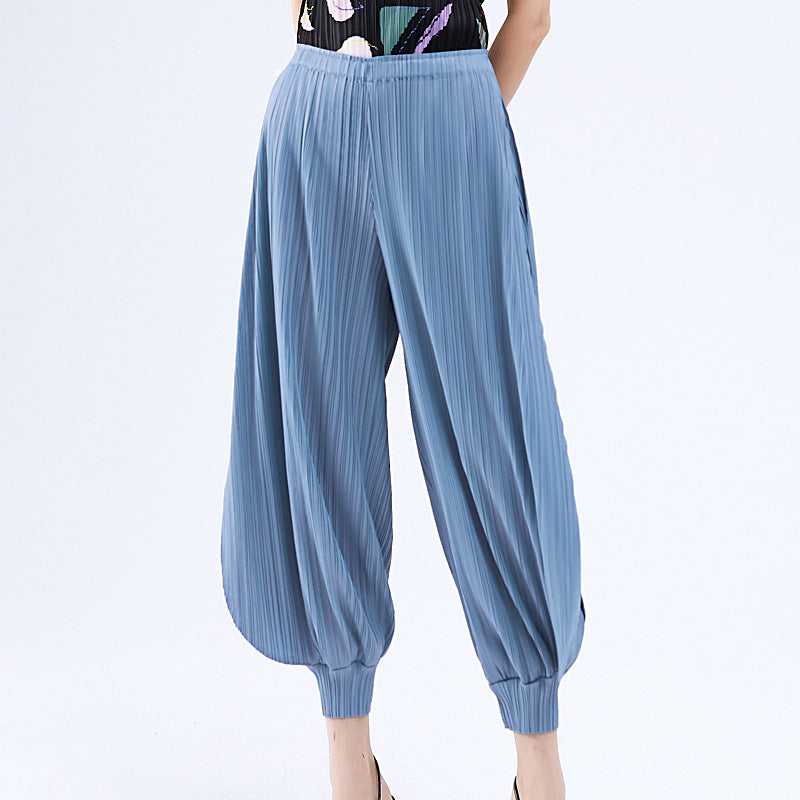 Solid Color Classic Bloomers Ankle-Tied Jasmine Pants Wide Leg Loose Women's Casual Pants