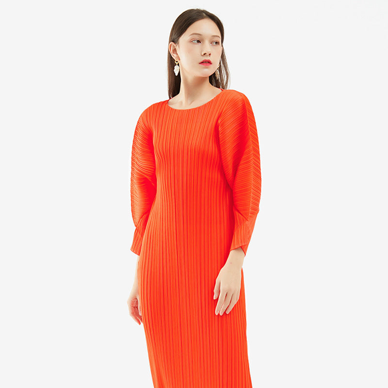 Simple Comfort and Casual Dress Women's Slim Fit Slimming Long Sleeves Mid-Length Skirt A- Line Skirt