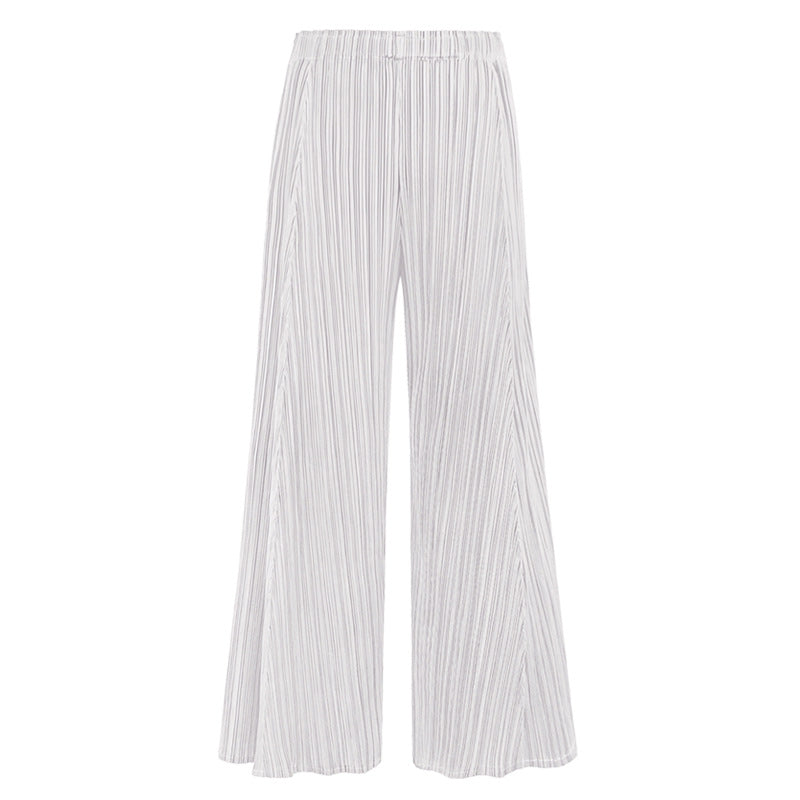Stitching Thin Comfortable Loose Casual Waist Wide-Leg Pants for Women