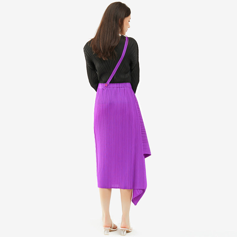 Versatile Casual Slim-Fit Half-Length Draped Dress Female Temperament Midi Skirt