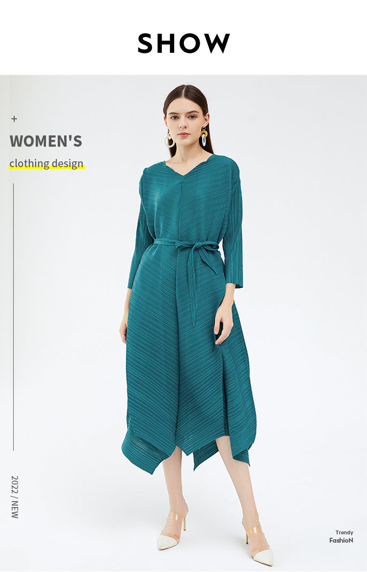 Women's Middle East Super Large Loose Design Irregular Cinched Long Sleeve Dress Skirt