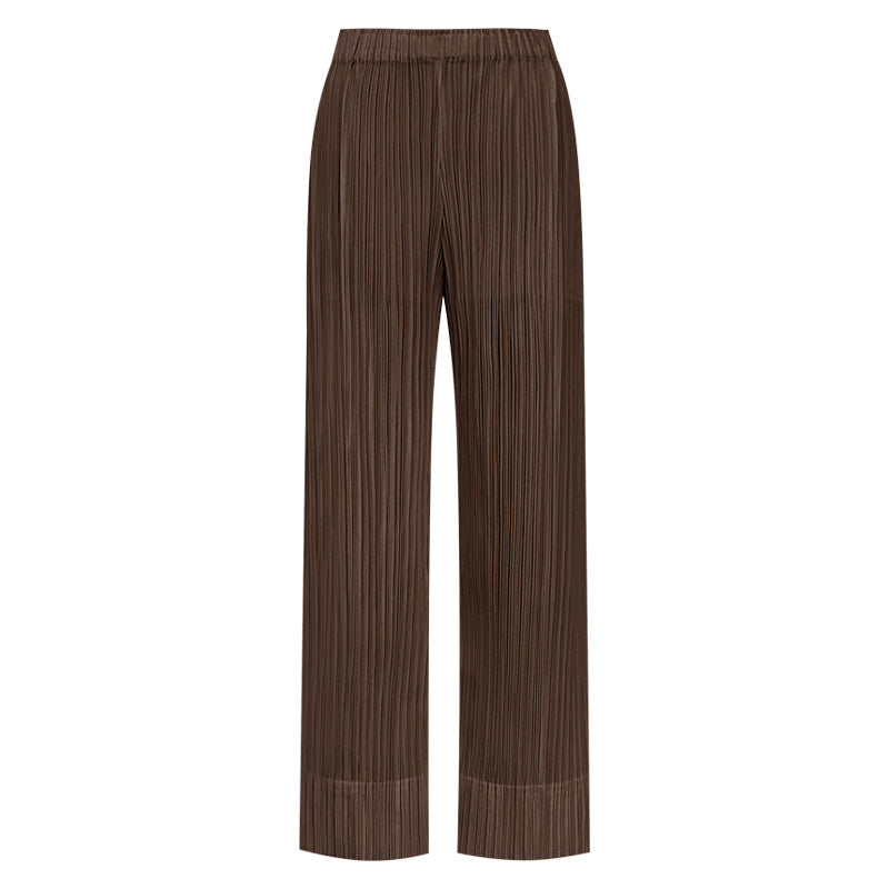 Thin Apricot Stitching Ruffle Casual All-Matching Straight Trousers Slim Skinny Pants Women's Pants