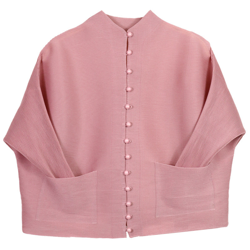 Women's All-Match Solid Color Cardigan Long-Sleeved Shirt Easy Matching Coat Breasted Shirt