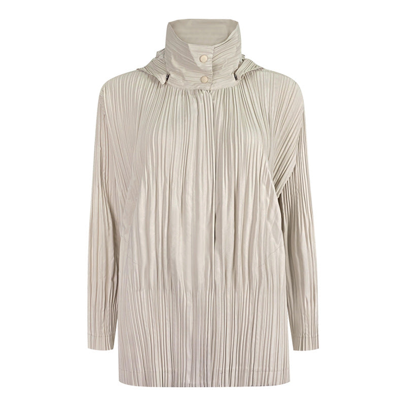 Solid Color Outerwear Shirt Women Detachable Hat Short Hood Windbreaker Casual Short Coat Women