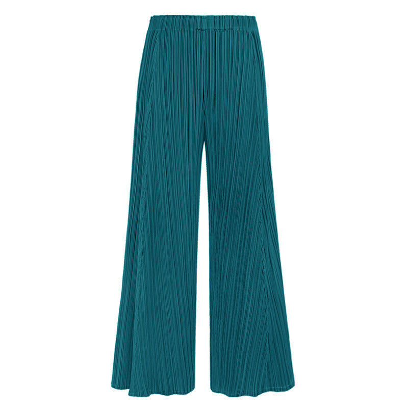 Stitching Thin Comfortable Loose Casual Waist Wide-Leg Pants for Women