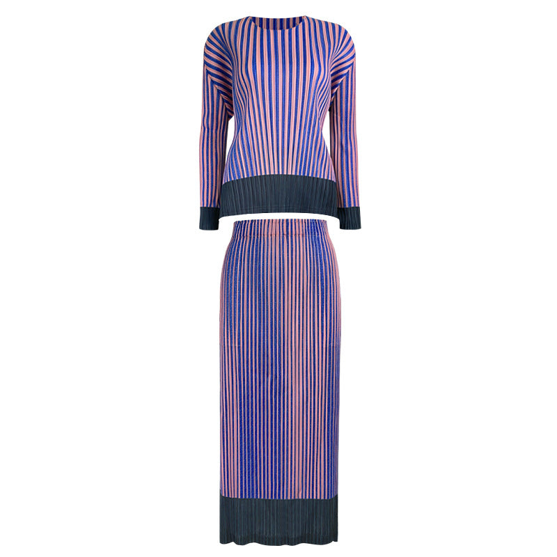 Suit Long Sleeve All-Match Bottoming Shirt T-shirt Women's A- line Dress Skirt Two-Piece Set Women's