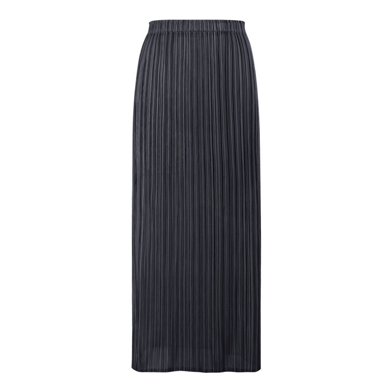 Slim Fit Comfortable Pleated Skirt Skirt Solid Color Straight Skirt