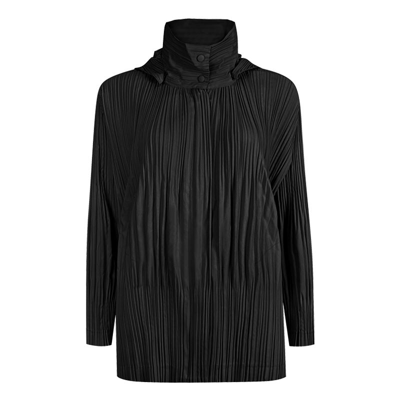 Solid Color Outerwear Shirt Women Detachable Hat Short Hood Windbreaker Casual Short Coat Women