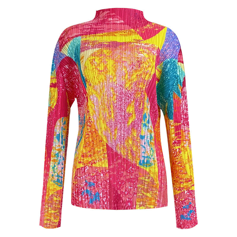 Suit Street Cool Pleated Long Sleeve Women's Loose Top Casual Pants Two-Piece Set