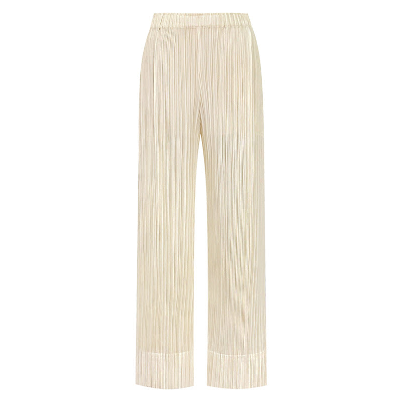 Thin Apricot Stitching Ruffle Casual All-Matching Straight Trousers Slim Skinny Pants Women's Pants