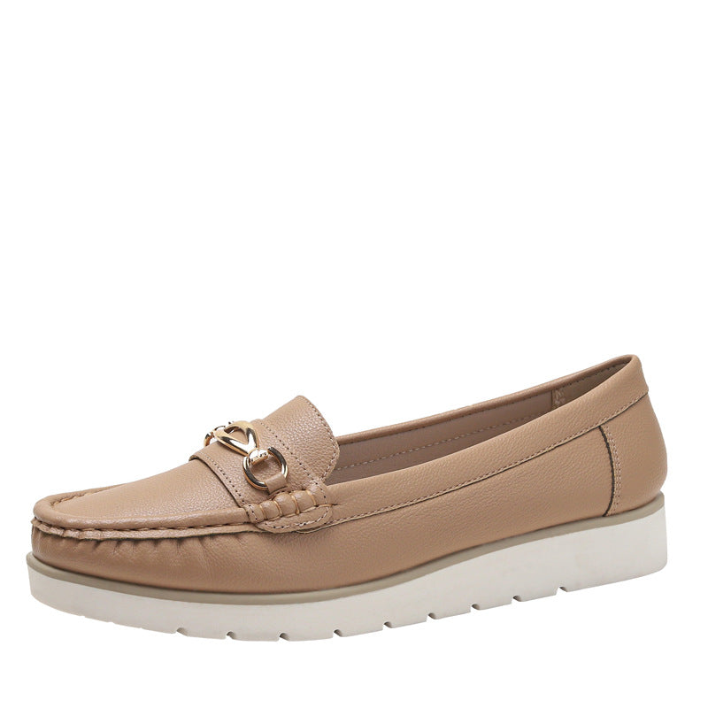 Slip-on Leather Shoe Women's Flat Pumps Career Casual Loafers