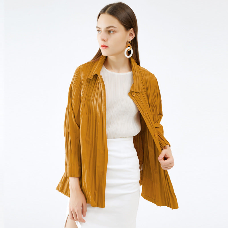 Trench Coat Women's Coat Small Loose Student Short Khaki Solid Color Pleated Coat for Women