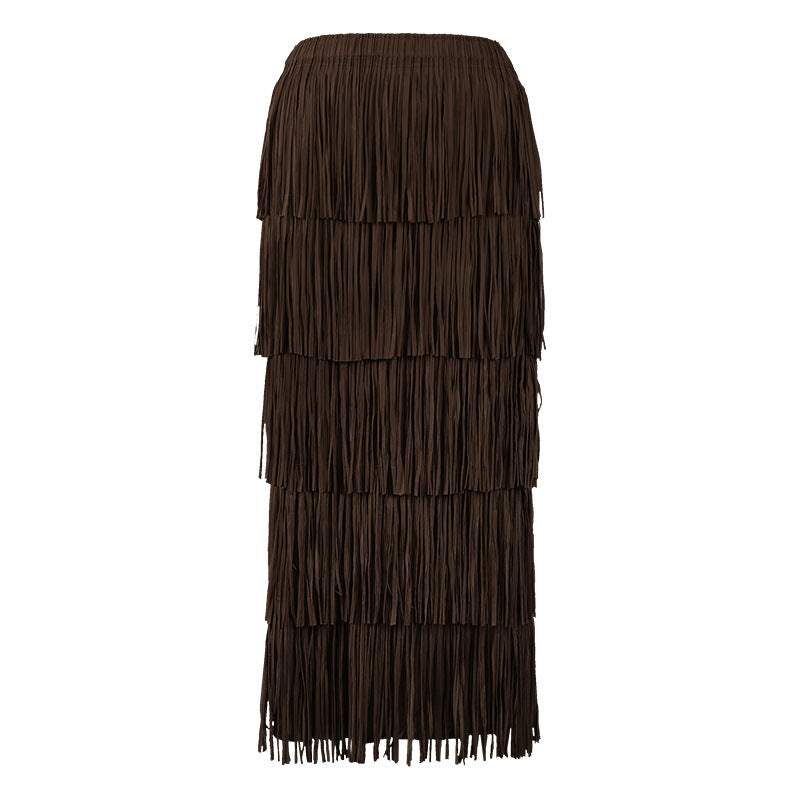 Tassel Suit Sleeveless Slim-Fit Vest Slimming Tassel Skirt