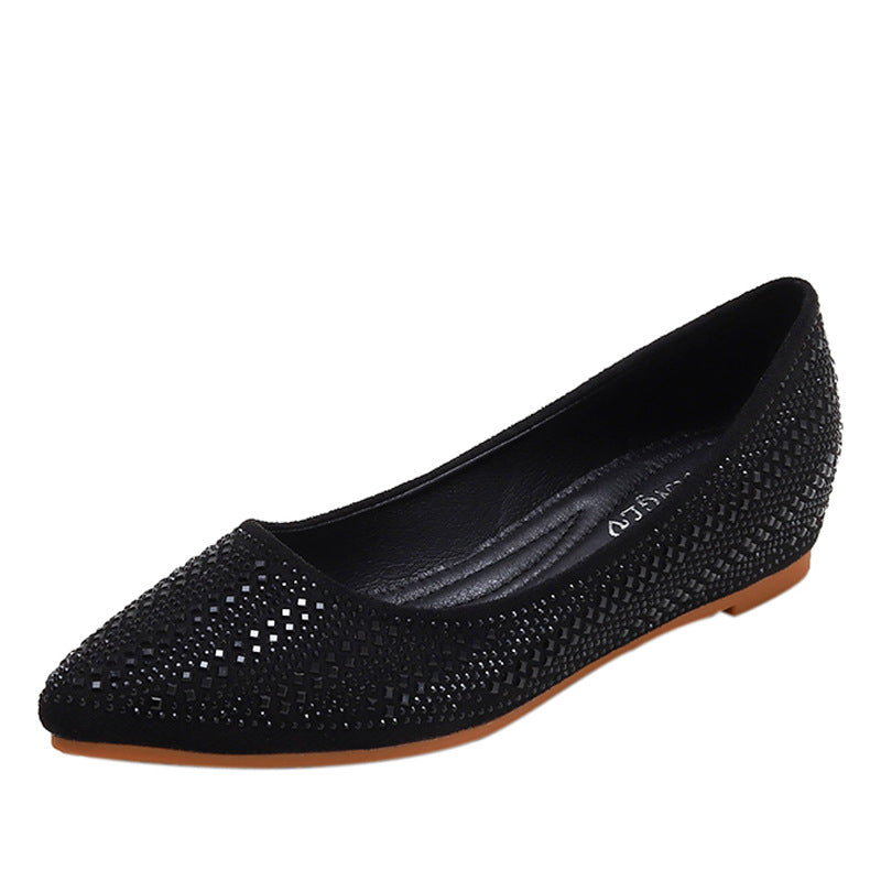 Wedge Shoes Women's Mid Heel Rhinestone Inner Height Increase Women's Shoes Slip-on plus Size Women's Grandma Shoes