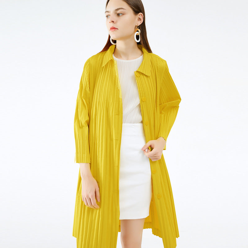 Solid Color Windbreaker Women's Mid-Length Autumn Stitching Loose Waterproof Windbreaker Women's Single-Breasted