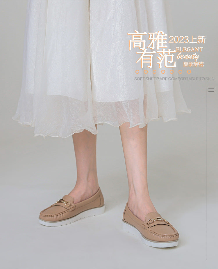 Slip-on Leather Shoe Women's Flat Pumps Career Casual Loafers