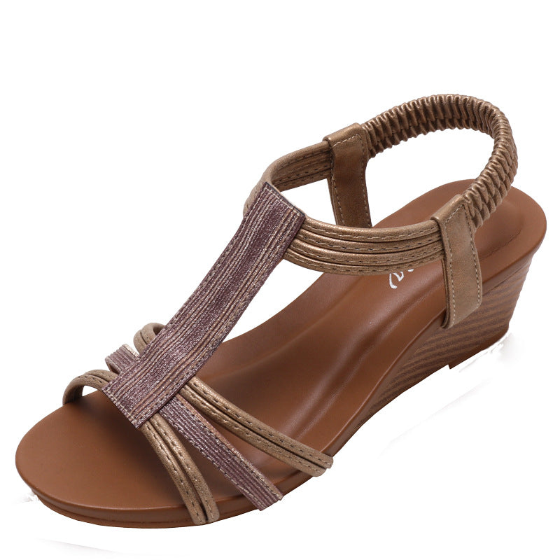 Roman Retro Wedge Sandals Women's Xia Clan Strap Portable Traveling Women's Shoes