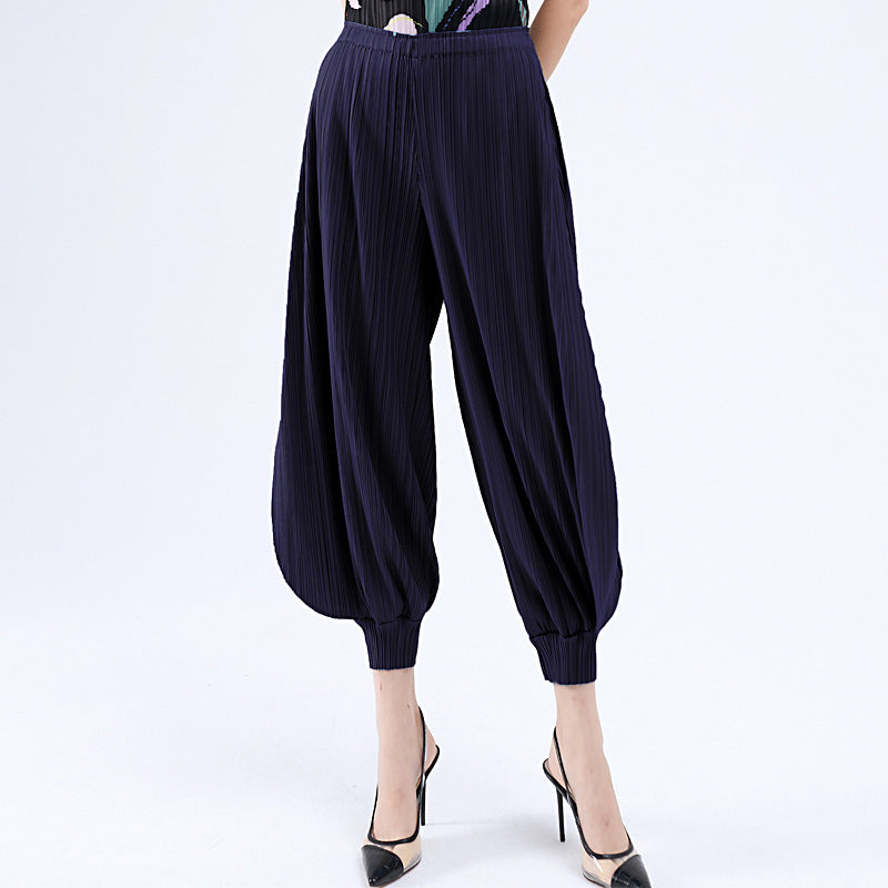 Solid Color Classic Bloomers Ankle-Tied Jasmine Pants Wide Leg Loose Women's Casual Pants