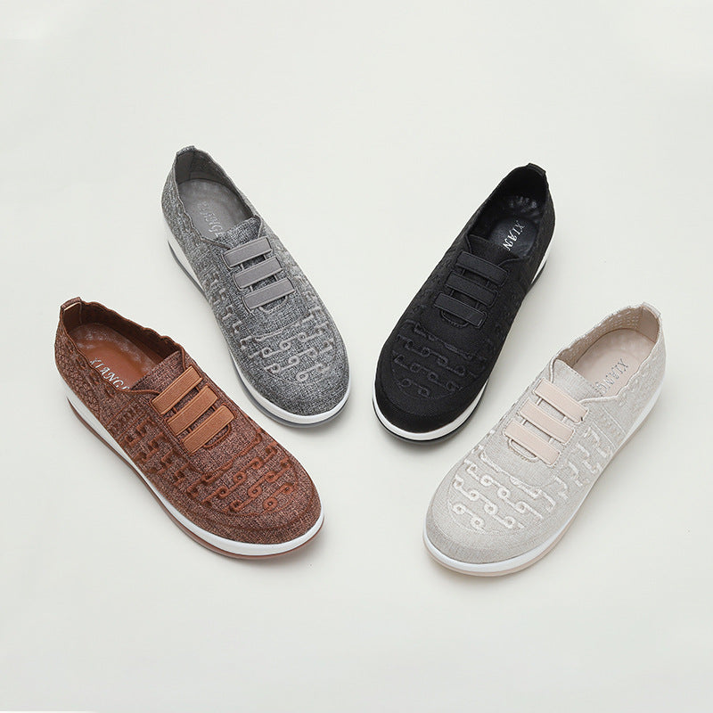 Fly Woven Mesh Slip-on Women's Shoes Season Soft Bottom Breathable Light Casual Shoes