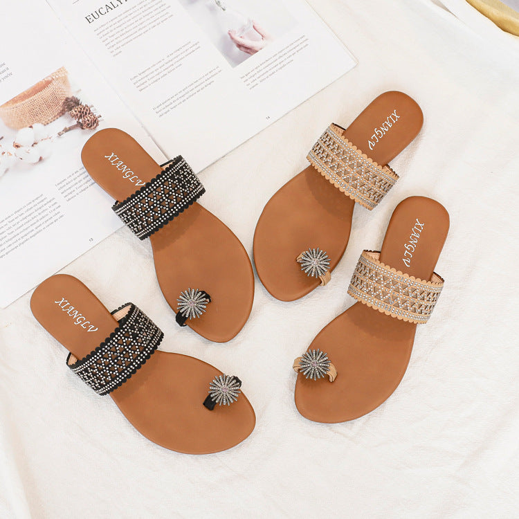 Bohemian Seaside Roman Sandals Female Online Influencer Buckle Flat Shoes plus Size