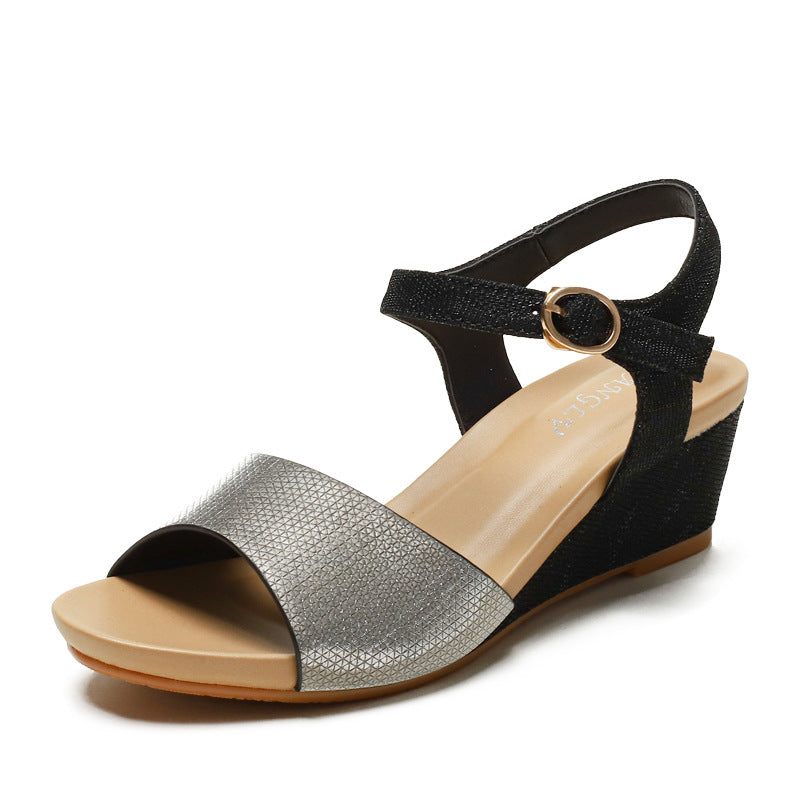 Wedge Sandals Summer Soft Bottom Mom Shoes Buckle