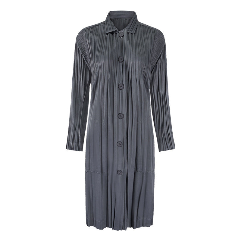 Solid Color Windbreaker Women's Mid-Length Autumn Stitching Loose Waterproof Windbreaker Women's Single-Breasted