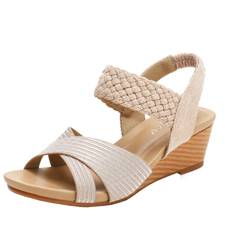 Women's Wedge Open Toe Sandals plus Size Comfort Women's Fashion Shoes Women's Woven Roman Shoes