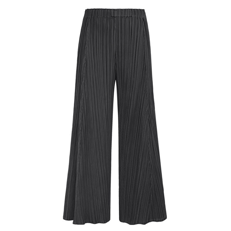 Stitching Thin Comfortable Loose Casual Waist Wide-Leg Pants for Women