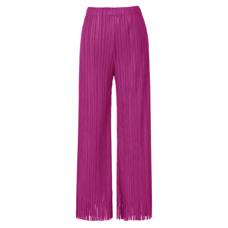 Tassel Pants All-Matching Comfortable Casual Straight Trousers Women