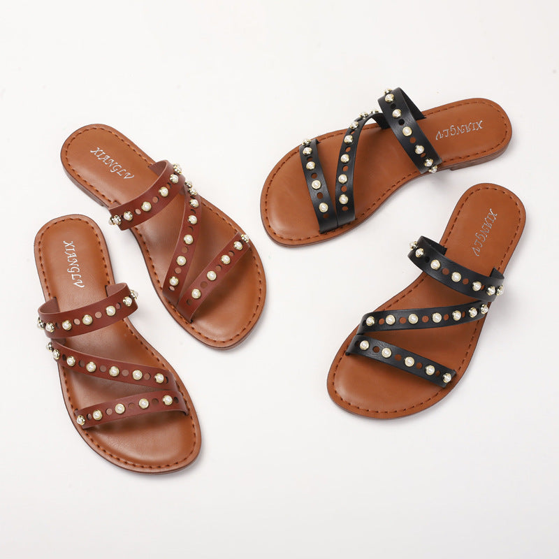 Ethnic Outdoor Sandals Bohemian Beaded Vintage Roman Holiday
