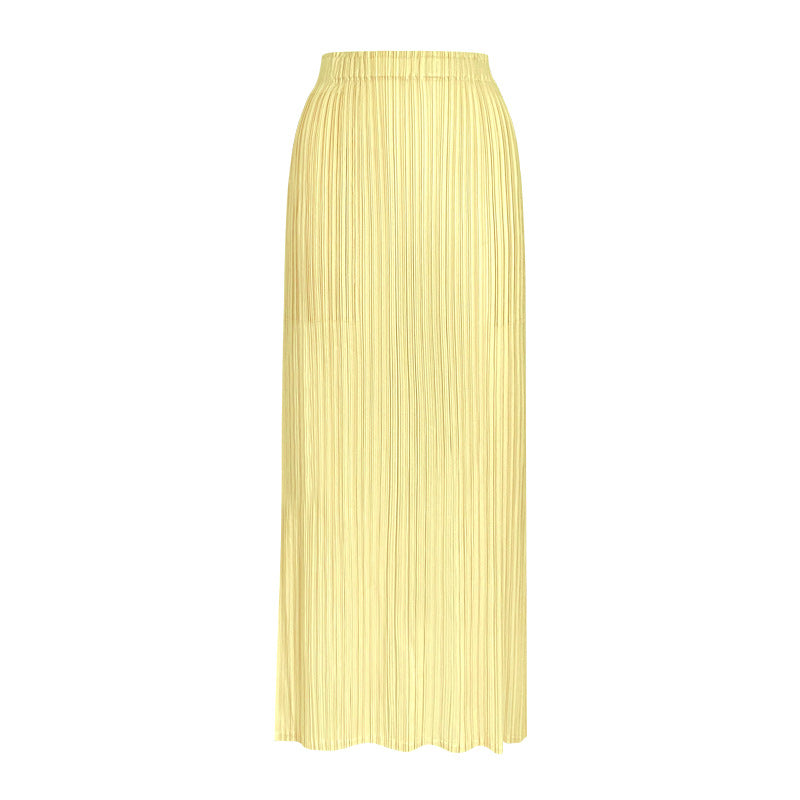 Straight A- line Skirt Loose Waist Back Slit Skirt Elegant Hip Skirt