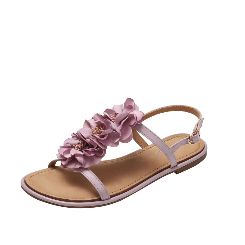 Women's Summer Flat Casual Flower Bohemian Sandals Flat Beach Shoes ZD26-2