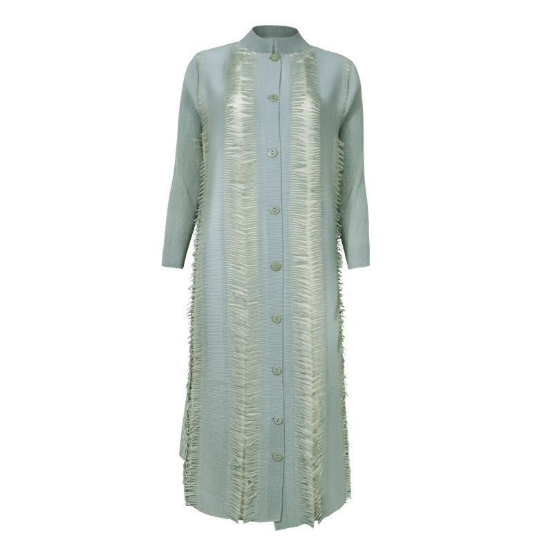 Simple Stand Collar Single-Breasted Elegant Dress Slim Slimming Pleated Women's Pleated Skirt