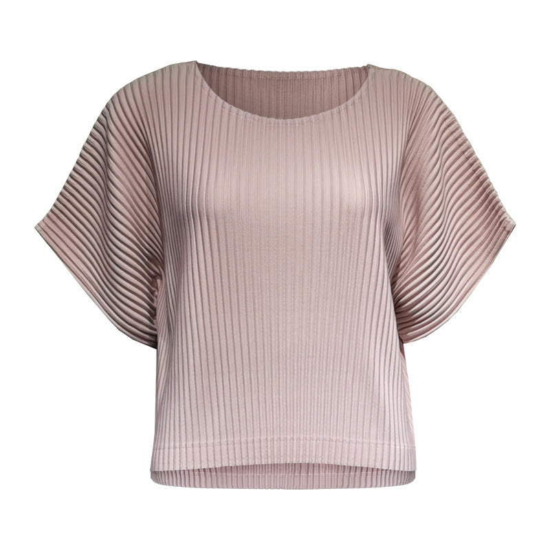 Solid Color BASIC Top Women's Simple Short-Sleeved T-shirt Loose round Neck Bottoming Shirt