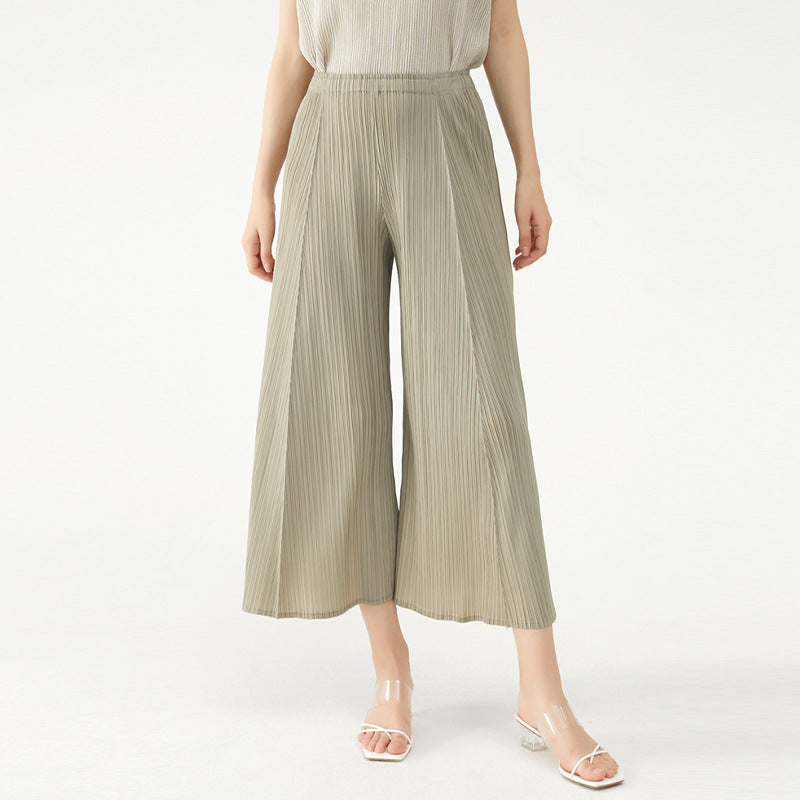 Stitching Thin Comfortable Loose Casual Waist Wide-Leg Pants for Women