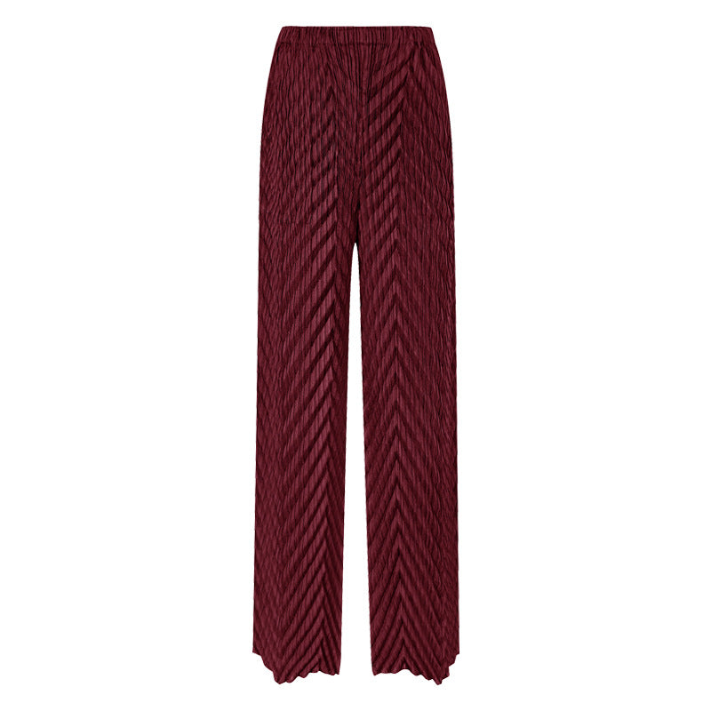 Straight-Leg Pants Women's White Pleated Waist Straight Basic Trousers for Women