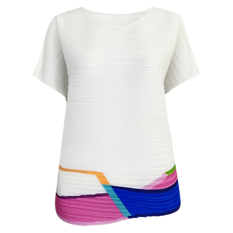 Women's Long-Sleeved Shirt Printed Casual Loose round Neck Multicolor T-shirt