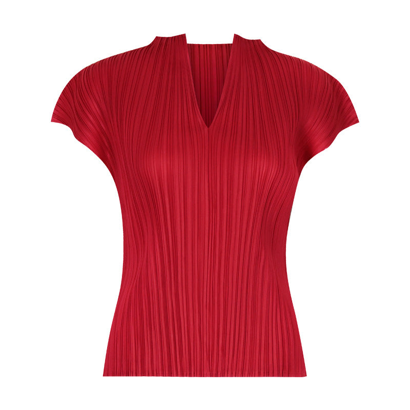 Solid Color Classic All-Match T-shirt for Women Basic Style Slim Fit Slimming V-Neckline Sleeveless Bottoming Top