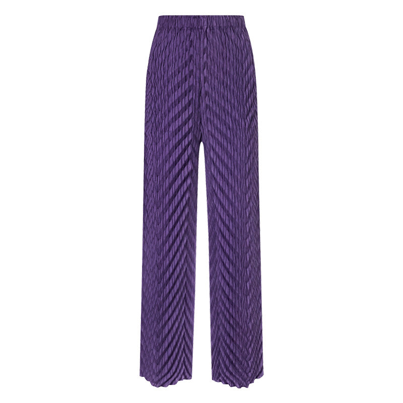 Straight-Leg Pants Women's White Pleated Waist Straight Basic Trousers for Women
