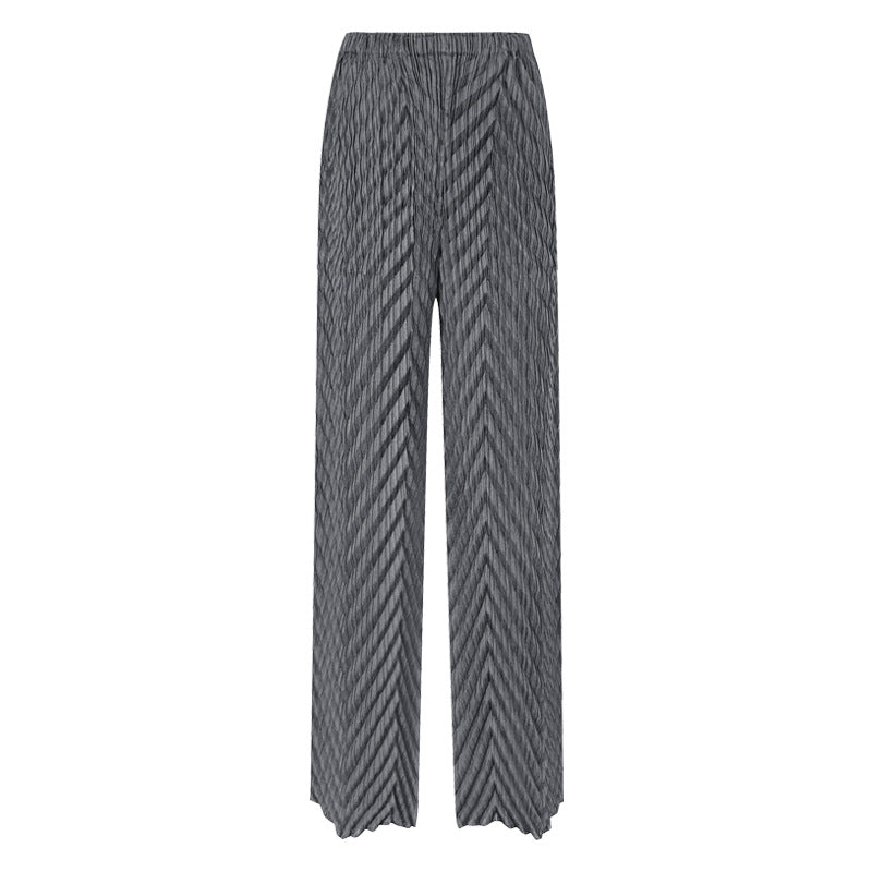 Straight-Leg Pants Women's White Pleated Waist Straight Basic Trousers for Women