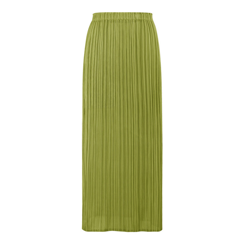Slim Fit Comfortable Pleated Skirt Skirt Solid Color Straight Skirt