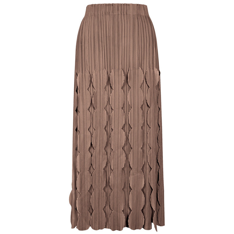 Women's Skirt Pure Color All-Matching Waist Midi Skirt Oversized Pleated Skirt Casual