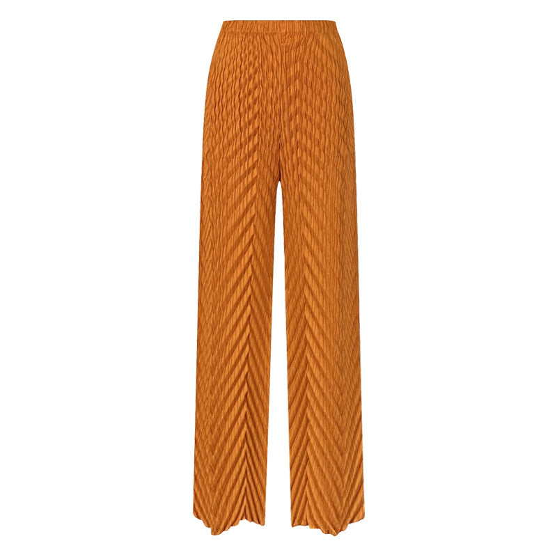 Straight-Leg Pants Women's White Pleated Waist Straight Basic Trousers for Women