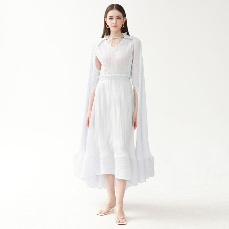 Super Large Dress Women's Autumn Solid Color Casual Loose Cloak Hanging Long Sleeve Large Swing Skirt Women