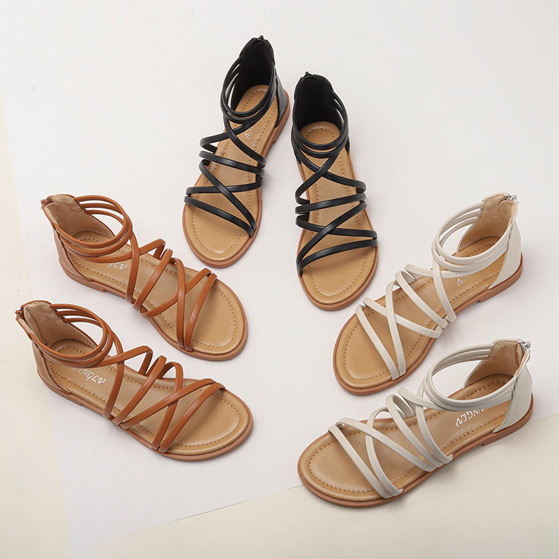 Women's Flat Sandals Women's Fashion Casual Belt