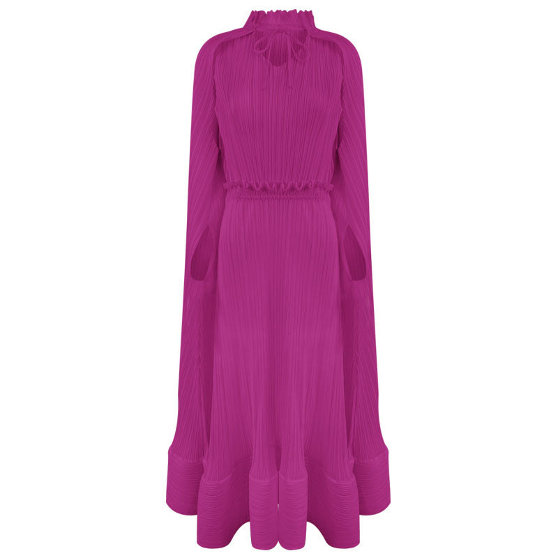 Super Large Dress Women's Autumn Solid Color Casual Loose Cloak Hanging Long Sleeve Large Swing Skirt Women