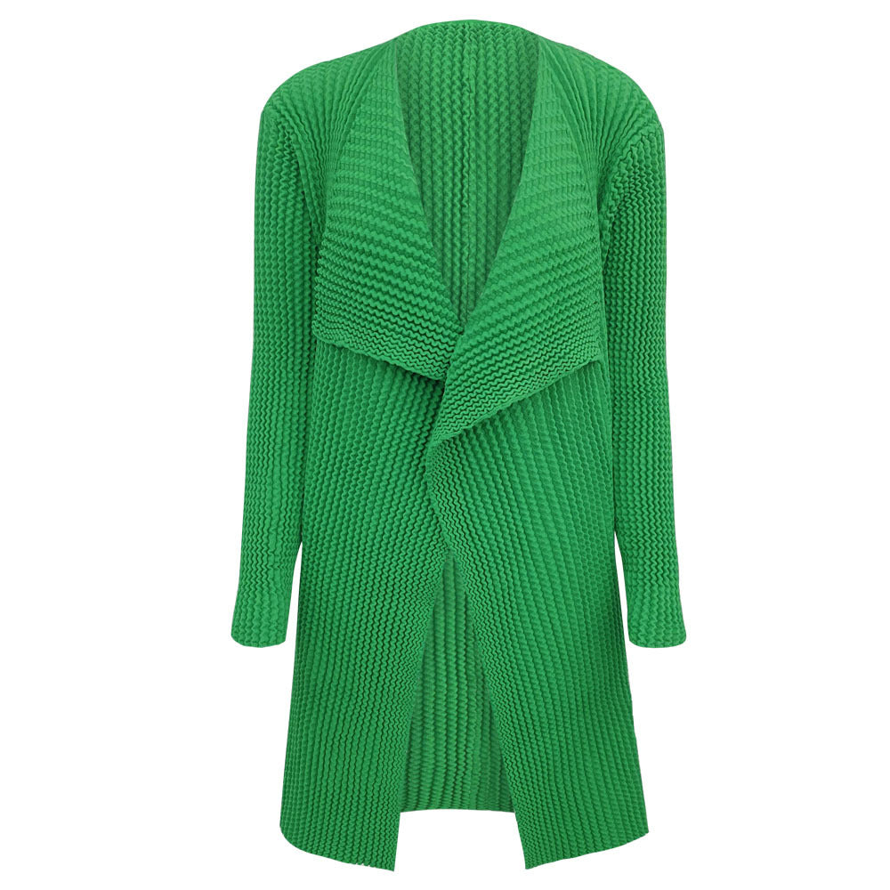 Women's Buckle-Free Long-Sleeved Classic Style Knitwear Coat Mid-Length Thickened Shawl